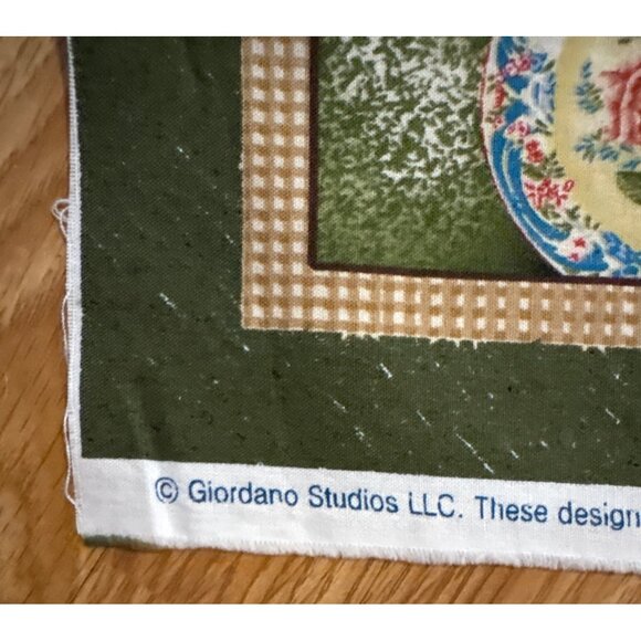 Teddy Bear Patchwork Fabric Panel Giordano Studios LLC Cotton Green Brown 23x42 - Picture 5 of 8